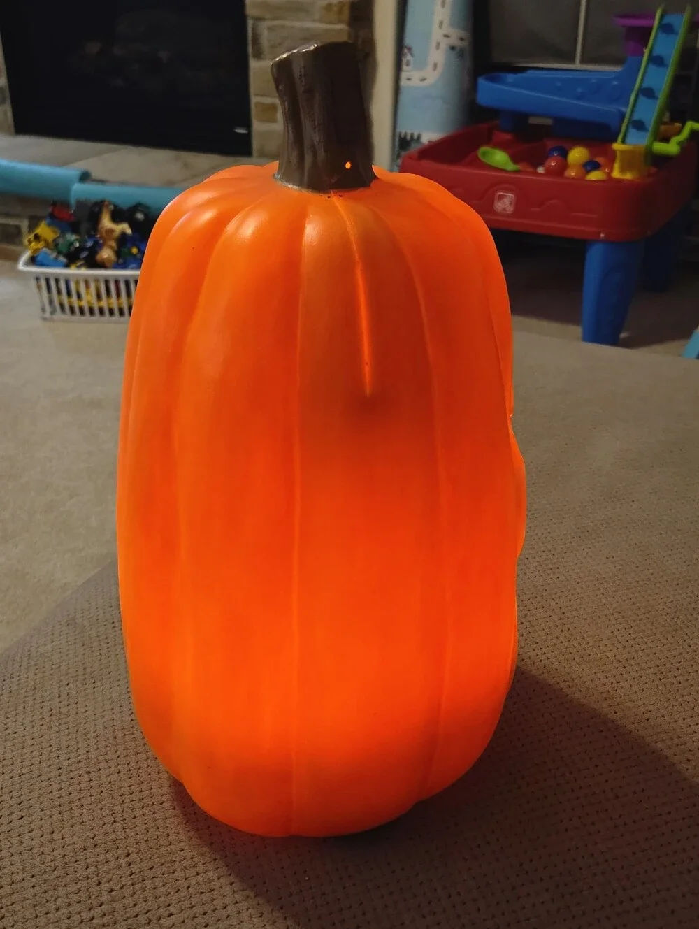 Orange Light up Pumpkin with Timer. Decorative Prop - Halloween Fall Decor.